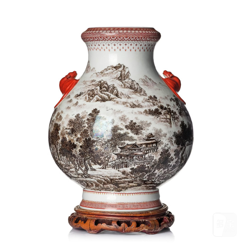 A grisaille 'landscape' vase,